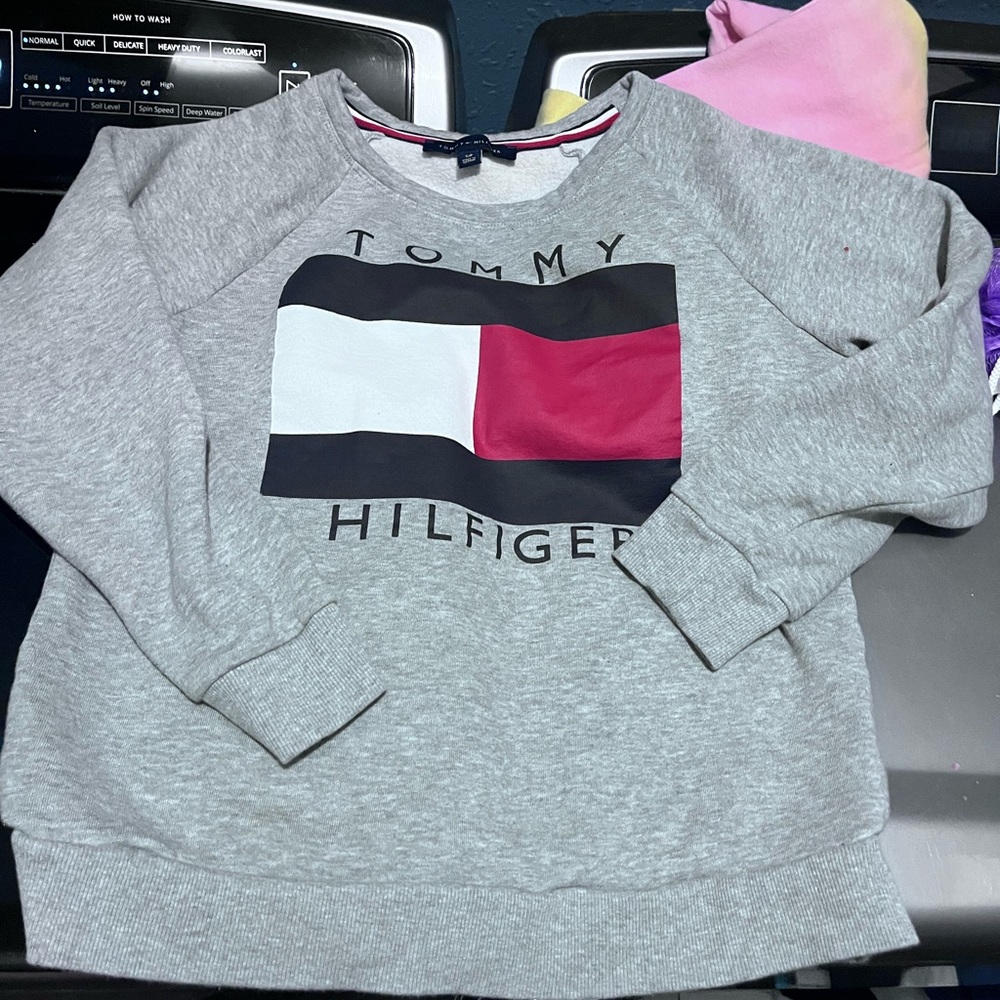 Tommy Hilfiger Gray and Black Cotton Blend Hoodie